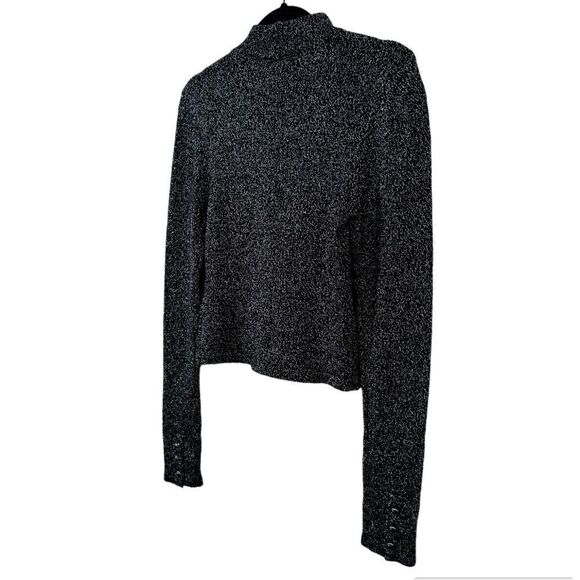 Forever 21 Women's Black Lurex Long Sleeve Halter Blouse Size M - Picture 5 of 7